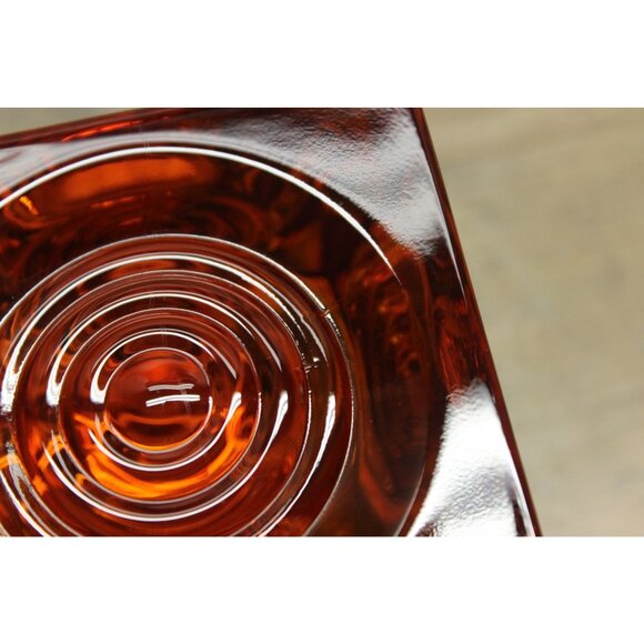 VIKING GLASS Bull’s Eye Candle Holder Orange‎ Persimmon Glimmer MCM Decor - Picture 9 of 12